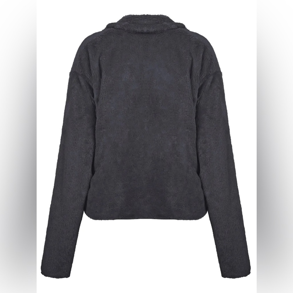 Plush Open Front Dropped Shoulder Jacket - Picture 3 of 7
